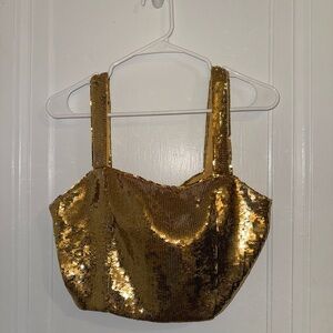 NWT - Francesca’s Gold Sequin Crop Top